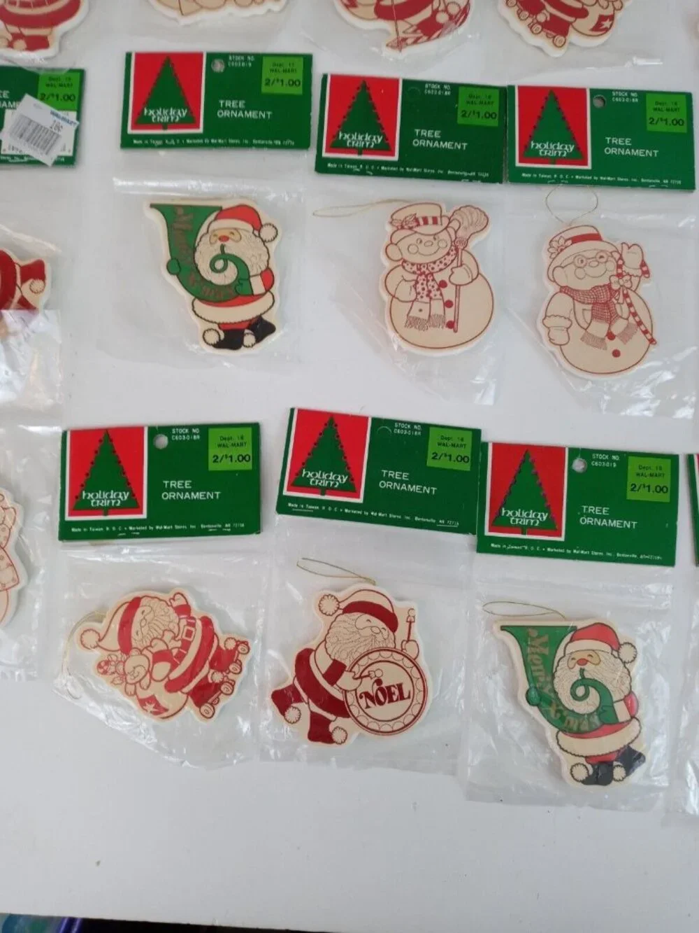 Vintage Lot Of 18 Holiday Trim Foam Tree Ornament Santa Snowman 2 7/8